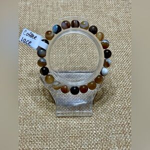 Coffee Lace Agate Beaded Bracelet